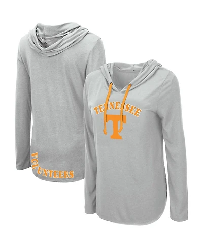 Women's Colosseum Gray Tennessee Volunteers My Lover Lightweight Hooded Long Sleeve T-shirt