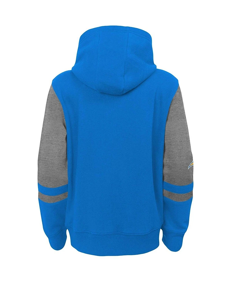 Big Boys Powder Blue Los Angeles Chargers Colorblock Full-Zip Hoodie