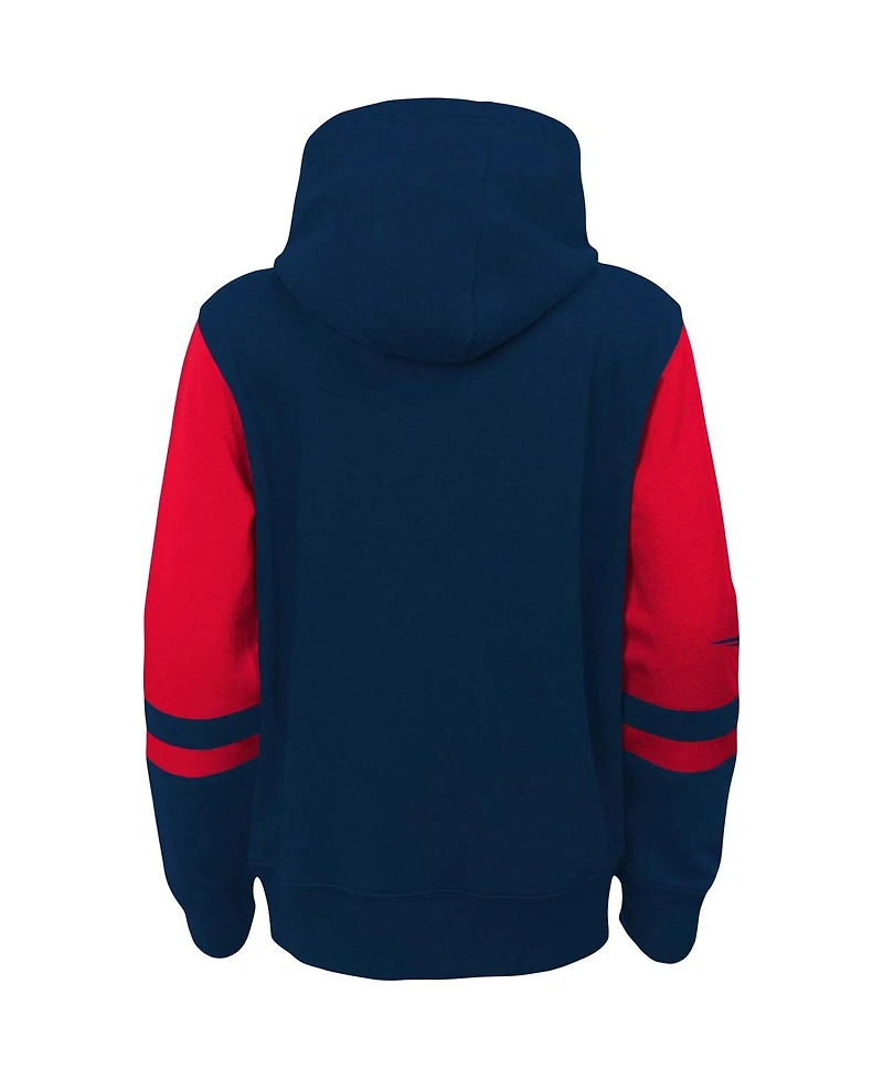 Big Boys Navy New England Patriots Colorblock Full-Zip Hoodie