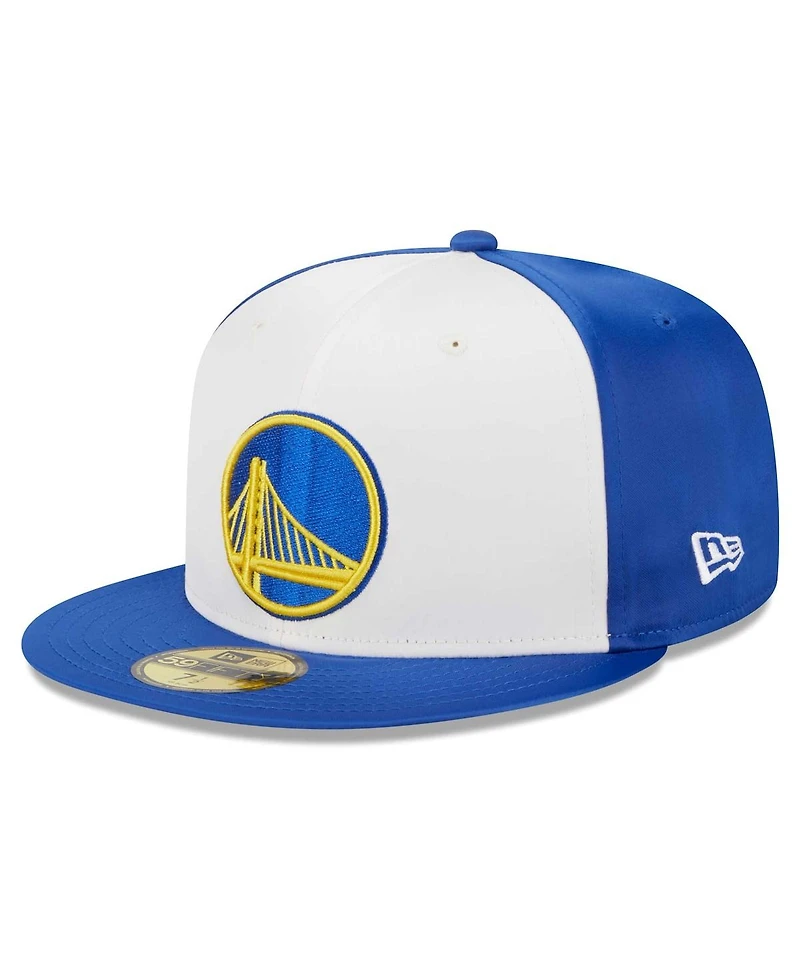 Men's New Era White Golden State Warriors Throwback Satin 59FIFTY Fitted Hat