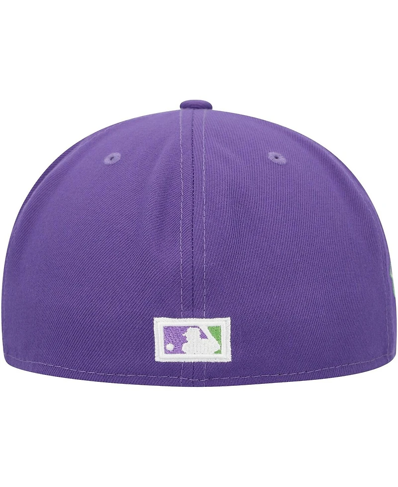 Men's New Era Purple Atlanta Braves Lime Side Patch 59FIFTY Fitted Hat