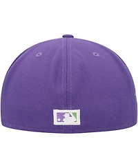 Men's New Era Purple Atlanta Braves Lime Side Patch 59FIFTY Fitted Hat