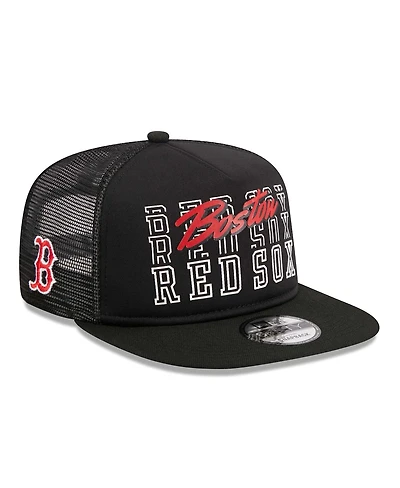 Men's New Era Black Boston Red Sox Street Team A-Frame Trucker 9FIFTY Snapback Hat