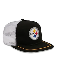 Men's New Era Black, White Pittsburgh Steelers Original Classic Golfer Snapback Hat
