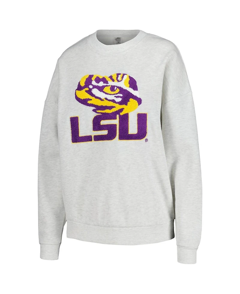 Women's Gameday Couture Ash Lsu Tigers Team Effort Pullover Sweatshirt and Shorts Sleep Set
