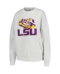 Women's Gameday Couture Ash Lsu Tigers Team Effort Pullover Sweatshirt and Shorts Sleep Set