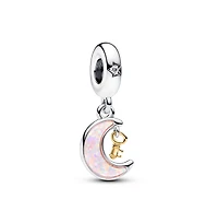 Pandora Cubic Zirconia Two-Tone Key Moon Dangle Charm