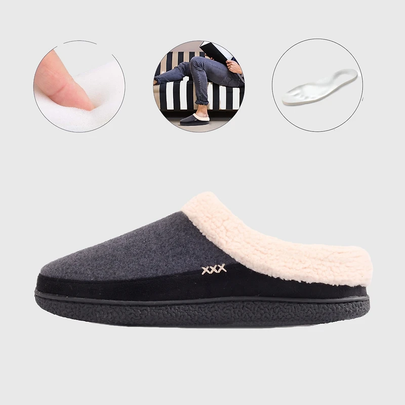 Alpine Swiss Mens Memory Foam Clog Slippers Fleece Fuzzy Slip On House Shoes