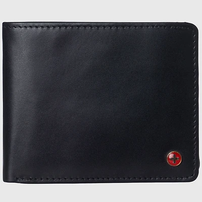 Alpine Swiss Mens Rfid Protected Leather Wallet Center Flip Commuter Bifold 2 Id
