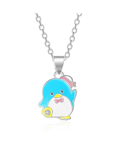Sanrio Hello Kitty Silver Plated and Clear Crystal Tuxedo Sam Pendant - 18'' Chain, Officially Licensed Authentic