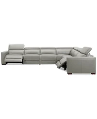 Nevio 157" 6-Pc. Leather Sectional with 2 Power Recliners and Headrests, Created For Macy's