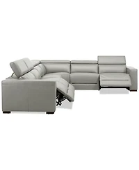Nevio 157" 6-Pc. Leather Sectional with 3 Power Recliners and Headrests, Created For Macy's