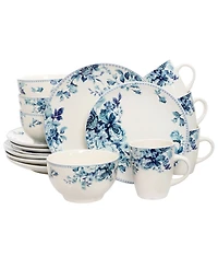 Elama Blue Rose 16 Pc. Dinnerware Set, Service for 4