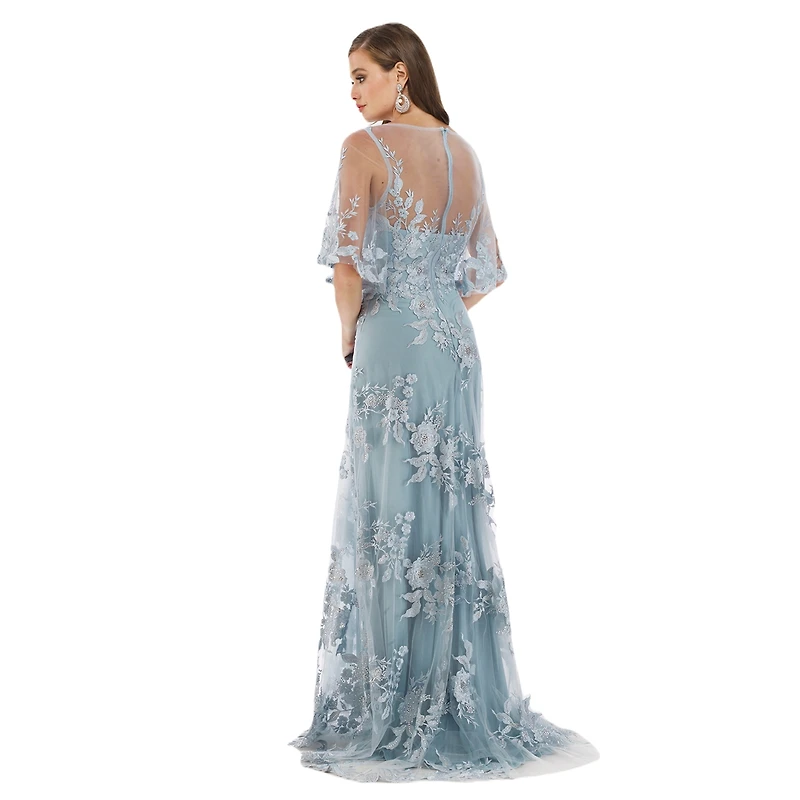 Lara Cape Sleeves A-line Lace Gown