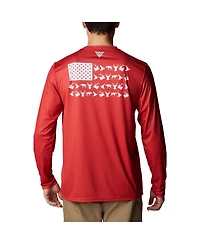 Men's Columbia Scarlet Nebraska Huskers Terminal Shot Omni-Shade Omni-Wick Long Sleeve T-shirt