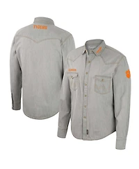 Men's Colosseum x Wrangler Gray Clemson Tigers Cowboy Cut Western Full-Snap Long Sleeve Shirt