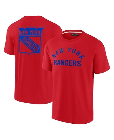 Men's and Women's Fanatics Signature Red New York Rangers Super Soft Short Sleeve T-shirt