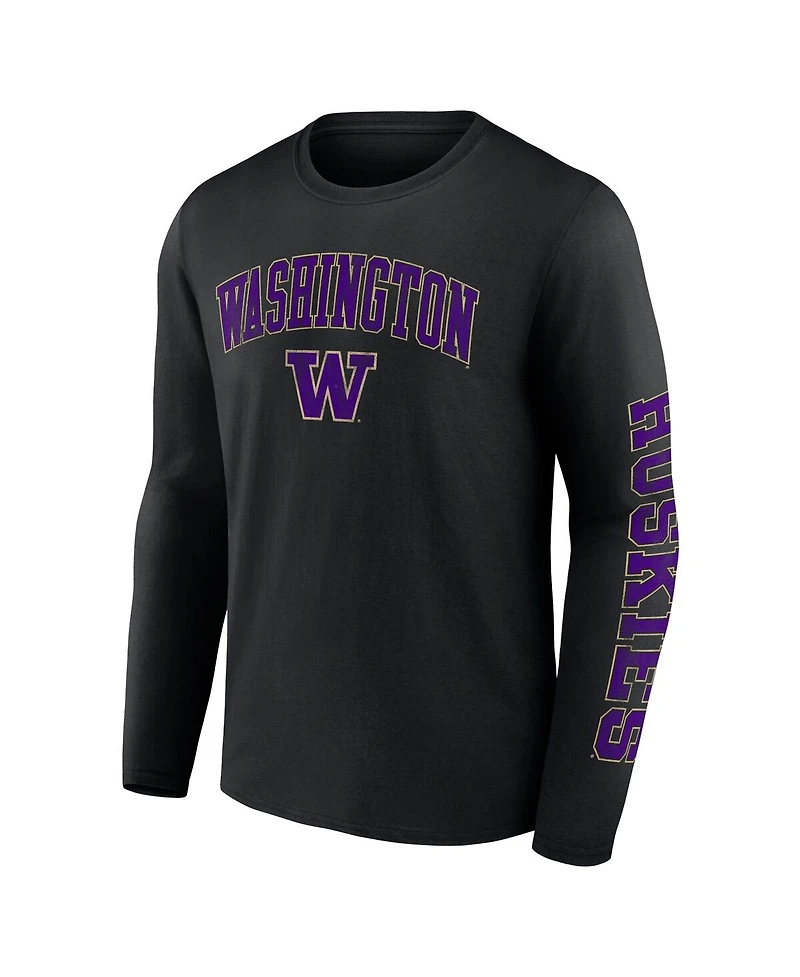 Men's Fanatics Washington Huskies Distressed Arch Over Logo Long Sleeve T-shirt