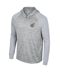 Men's Colosseum Gray Washington State Cougars Cybernetic Raglan Quarter-Zip Hooded Top