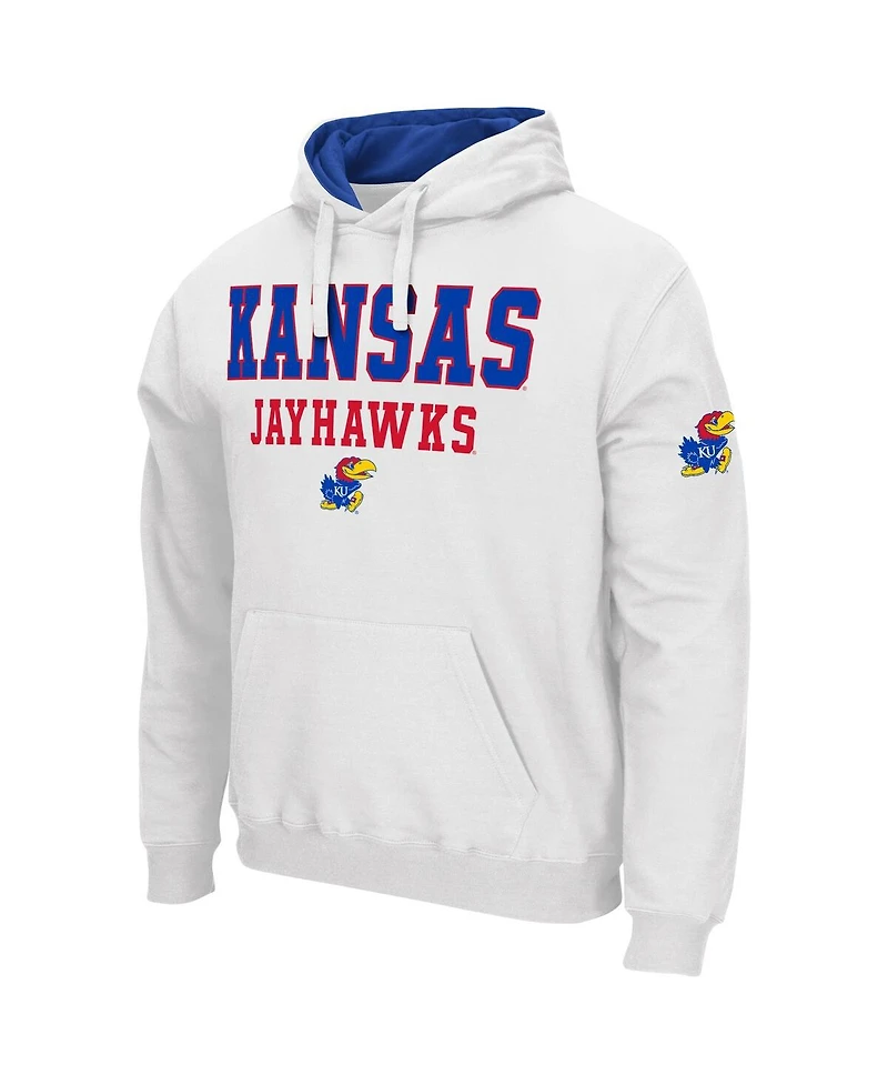 Men's Colosseum White Kansas Jayhawks Sunrise Pullover Hoodie