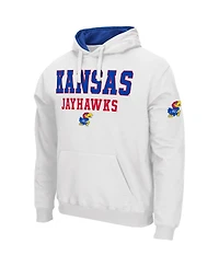 Men's Colosseum White Kansas Jayhawks Sunrise Pullover Hoodie