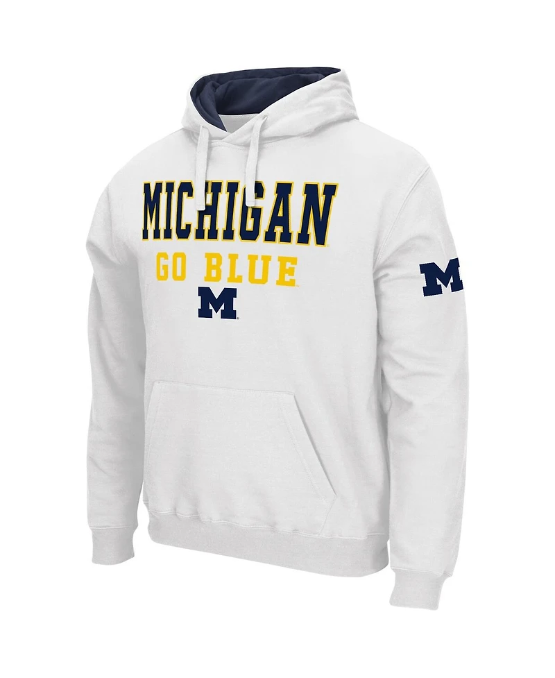 Men's Colosseum White Michigan Wolverines Sunrise Pullover Hoodie