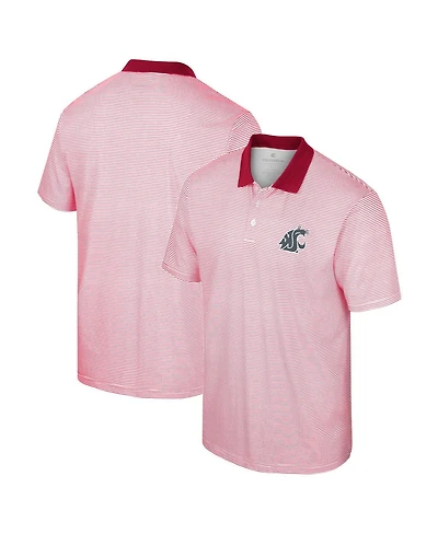 Men's Colosseum White, Crimson Washington State Cougars Print Stripe Polo Shirt