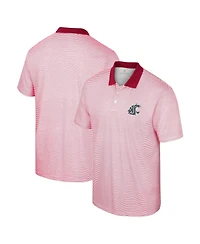 Men's Colosseum White, Crimson Washington State Cougars Print Stripe Polo Shirt