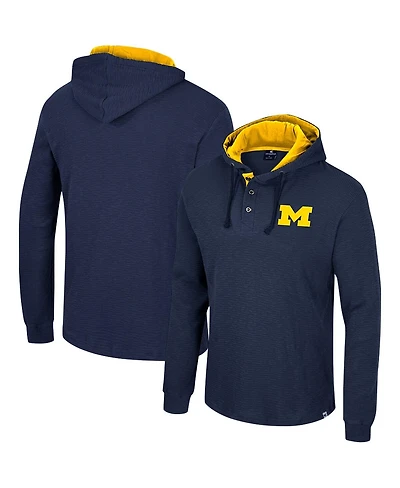 Men's Colosseum Navy Michigan Wolverines Affirmative Thermal Hoodie Long Sleeve T-shirt