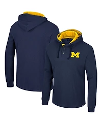 Men's Colosseum Navy Michigan Wolverines Affirmative Thermal Hoodie Long Sleeve T-shirt