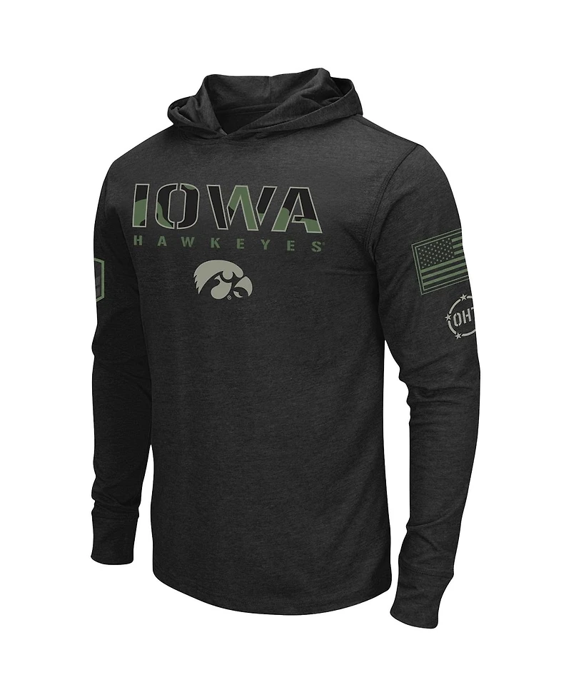 Men's Colosseum Black Iowa Hawkeyes Big and Tall Oht Military-Inspired Appreciation Tango Long Sleeve Hoodie T-shirt