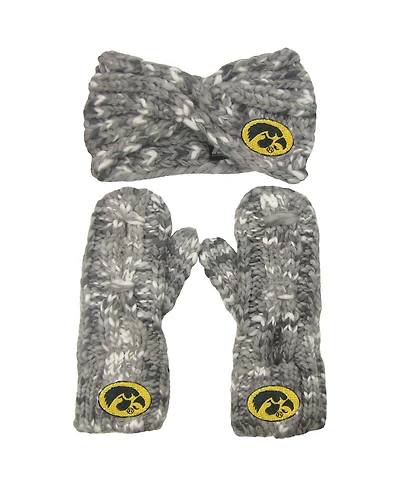 Women's ZooZatz Iowa Hawkeyes Logo Marled Headband and Mitten Set