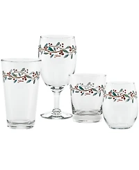 Fiesta Nutcracker Holly Stemless Wine Glasses, Set of 4