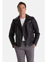 Furniq Uk Men's Biker Jacket, Black