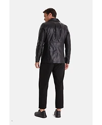 Furniq Uk Men's Genuine Leather Jacket, Black