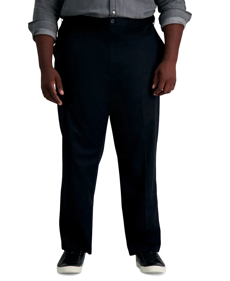 Haggar Men's Big & Tall Premium No Iron Khaki Classic Fit Flat Front Hidden Expandable Waistband Pants