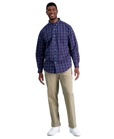 Haggar Men's Big & Tall Iron Free Premium Khaki Classic-Fit Flat Front Pant