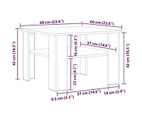 Coffee Table White 23.6"x23.6"x16.5" Engineered Wood