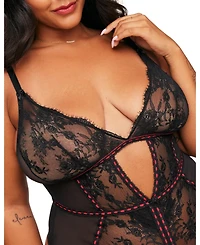 Laylia Women's Plus-Size Crotchless Bodysuit Lingerie