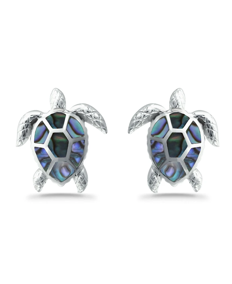 Macy's Abalone Inlay Turtle Stud Post Earrings