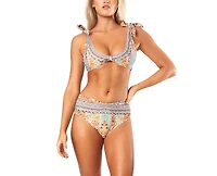 La Moda Clothing Women's Tie Shoulder High Waisted Bikini Set