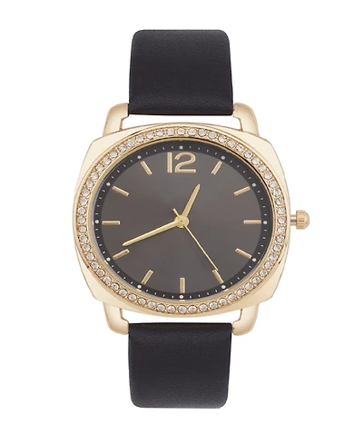 Jessica Carlyle Women's Analog Black Leather Strap Plain Watch 34mm
