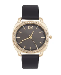 Jessica Carlyle Women's Analog Black Leather Strap Plain Watch 34mm