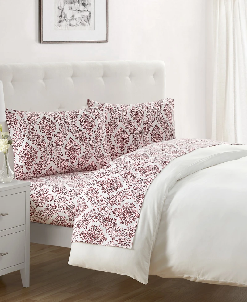 Tahari Home Damask 100% Cotton Flannel 3-Pc. Sheet Set, Twin