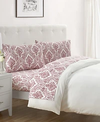 Tahari Home Damask 100% Cotton Flannel 3-Pc. Sheet Set, Twin