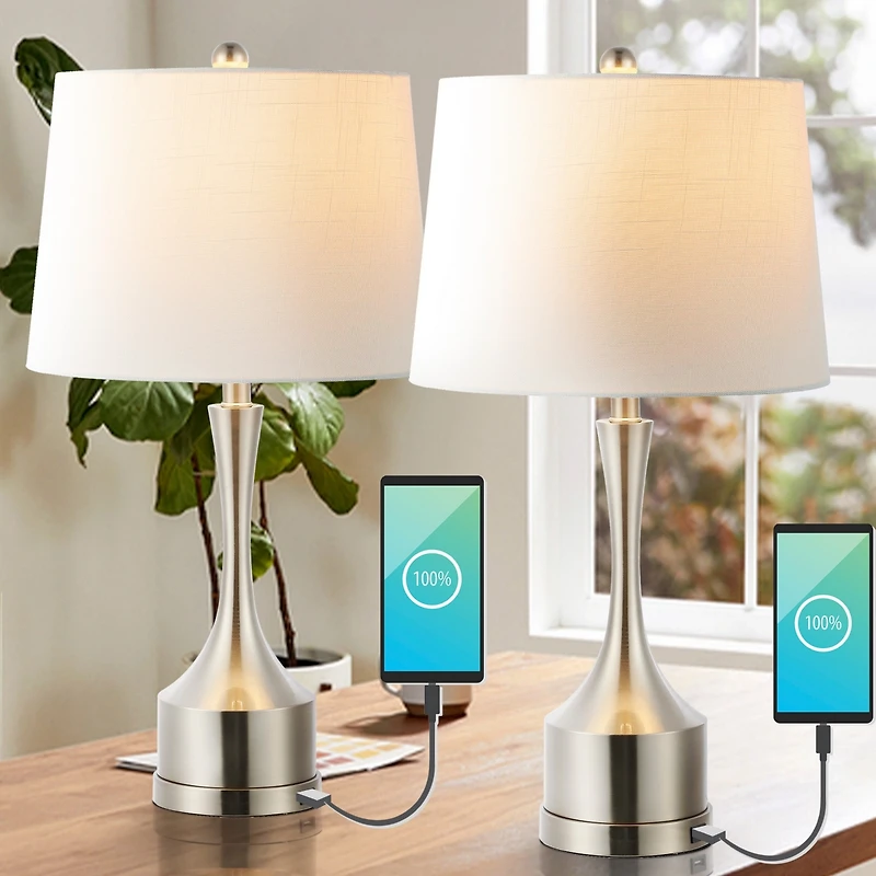 Cooper Classic French Country Iron Led Table Lamp with Usb Charging Port (Set of 2)