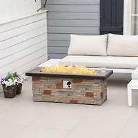Outsunny 48" Propane Gas Fire Pit Table for Patio w/ Cover and Lava Rocks