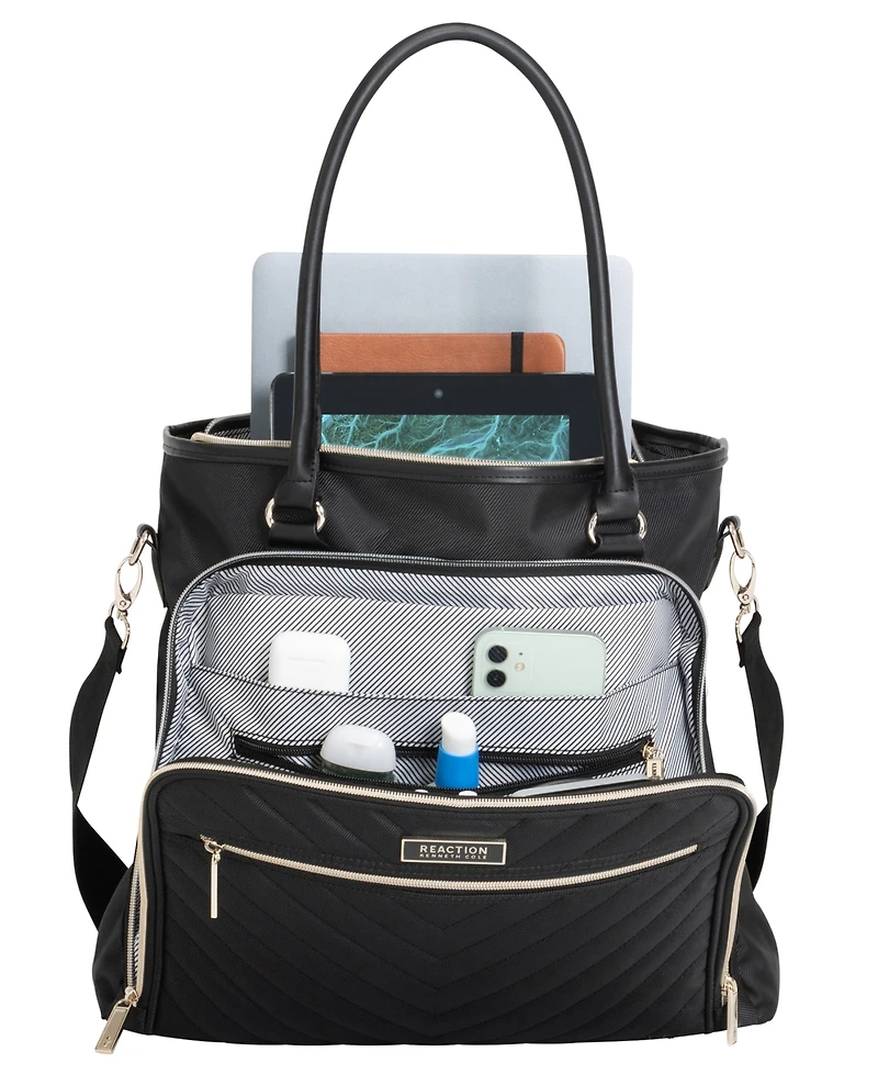 Chelsea Softside Chevron Expandable 2pc 20" Carry-On Luggage + Matching 15" Laptop Tote Set