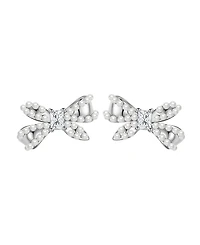 Macy's Imitation Pearl and Cubic Zirconia Bow Stud Earrings
