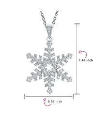 Bling Jewelry Christmas Holiday Party Branch Micro Pave Cubic Zirconia Cz Star Snowflake Pendant Necklace Sterling Silver
